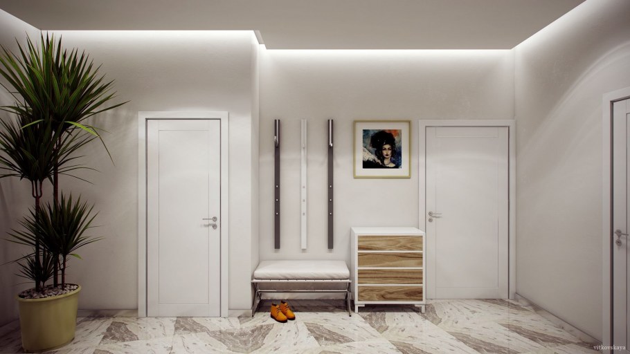 Белая прихожая в интерьере