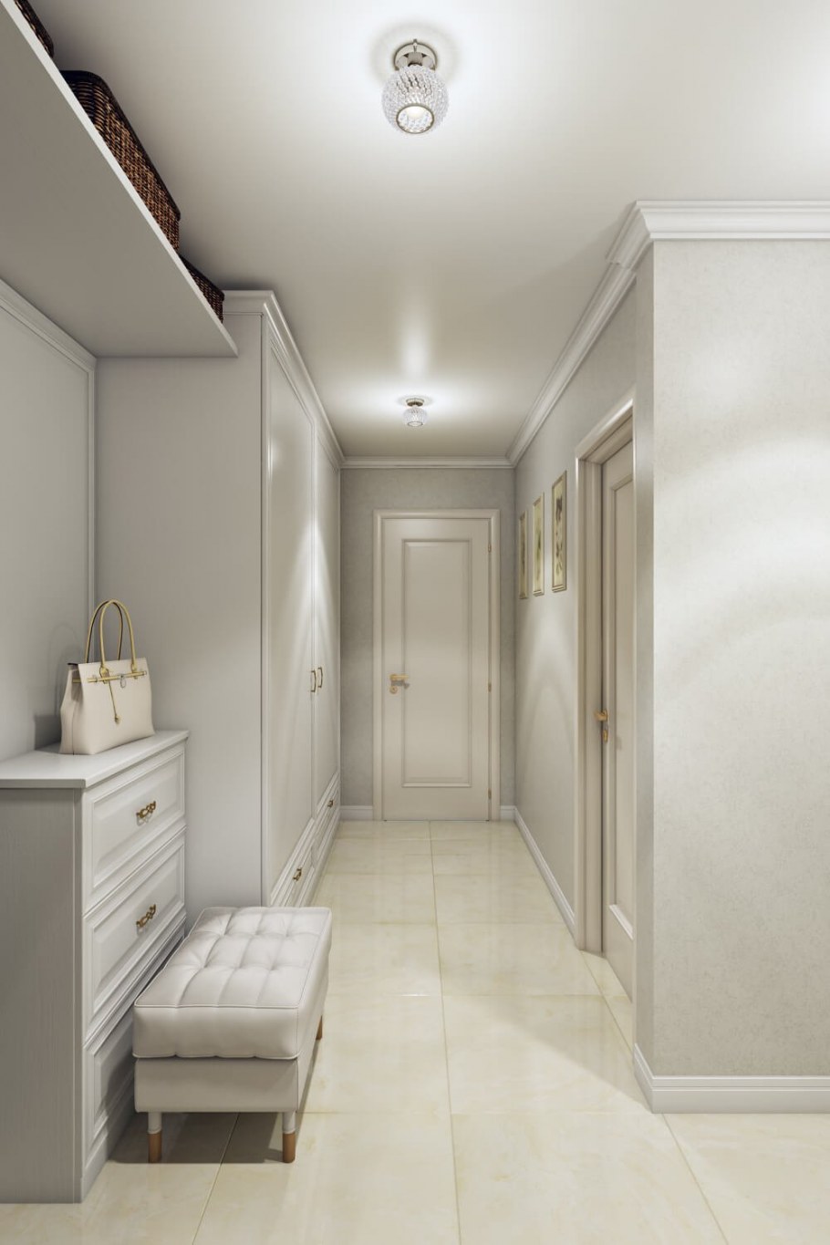 Белая прихожая в интерьере