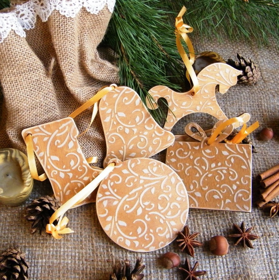 Елочные игрушки в стиле рустик