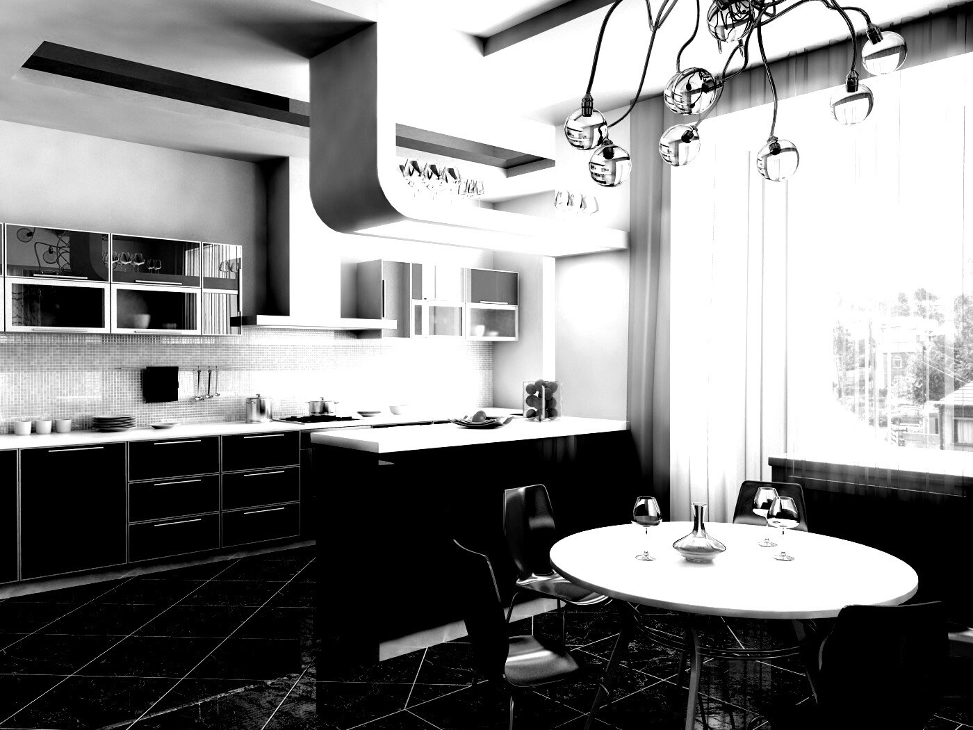 Черно белые фото для интерьера кухни фото