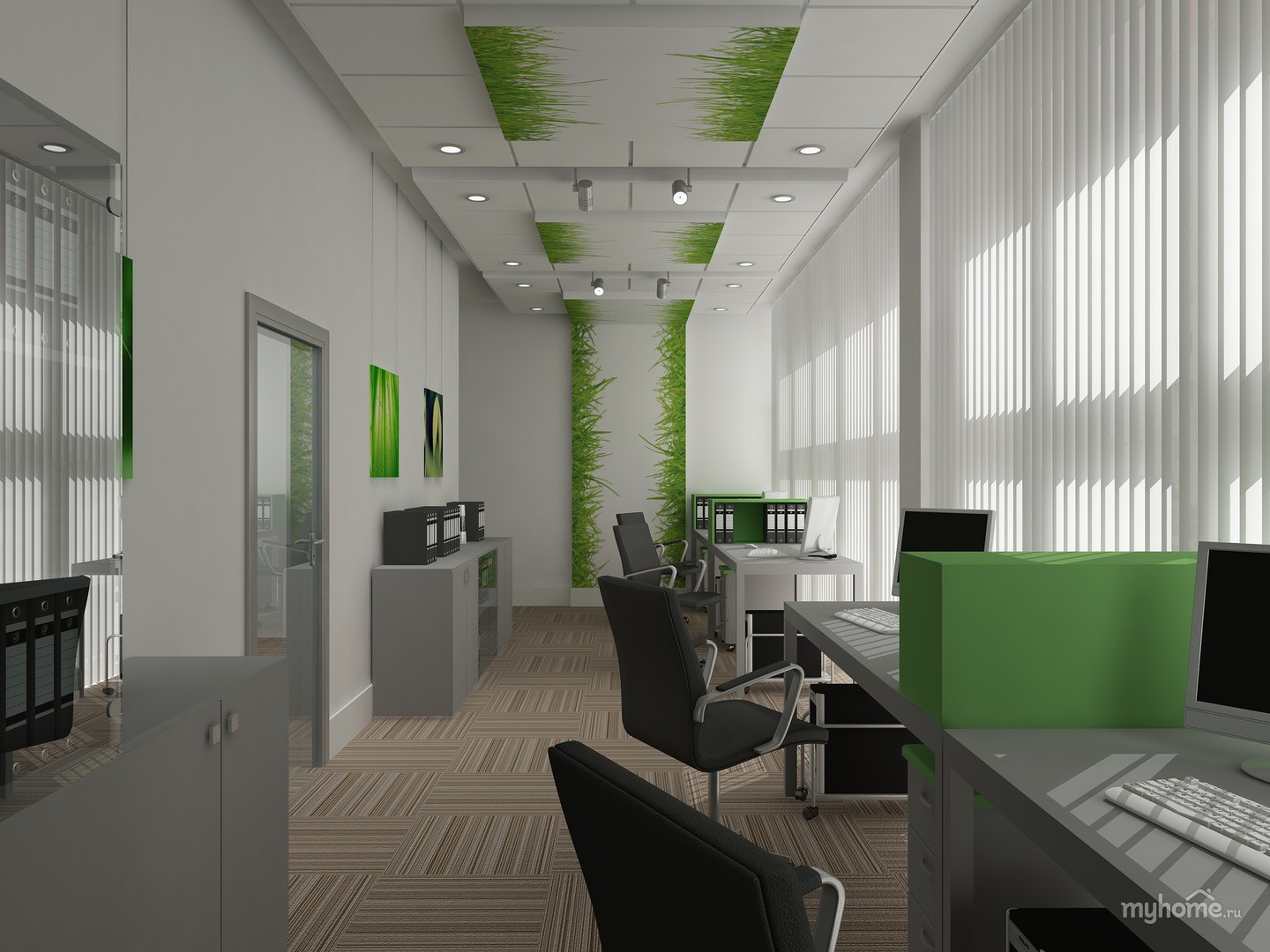 Офис в зеленых тонах