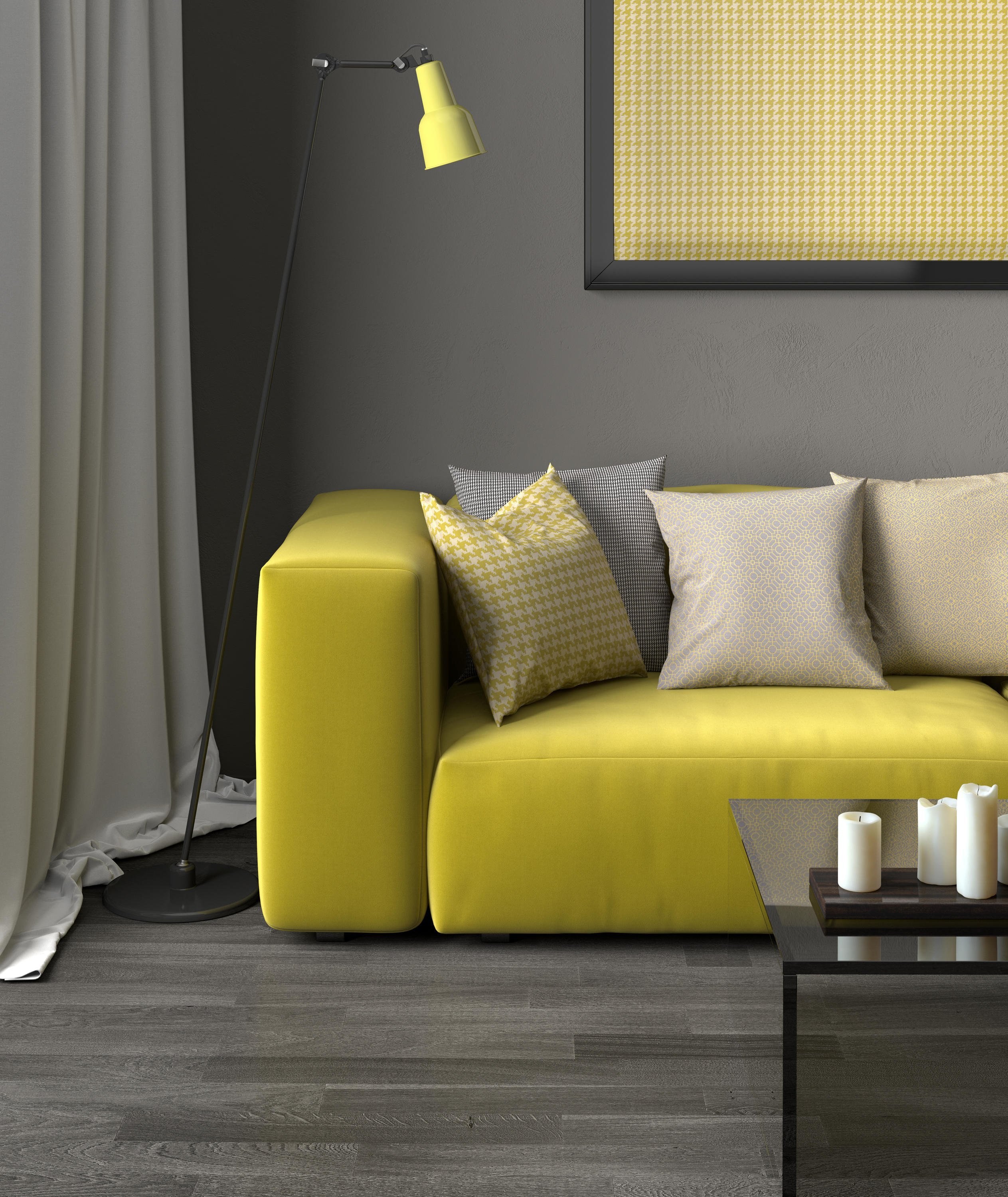 Желтый диван в сером интерьере (48 фото) - красивые картинки и HD фото
