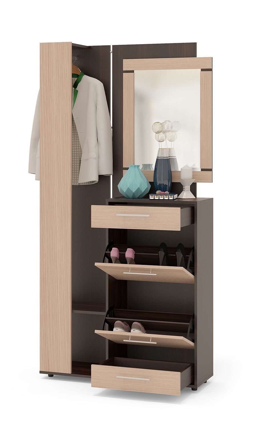 Прихожая Хельга, 920х320х1980, венге/дуб Млечный