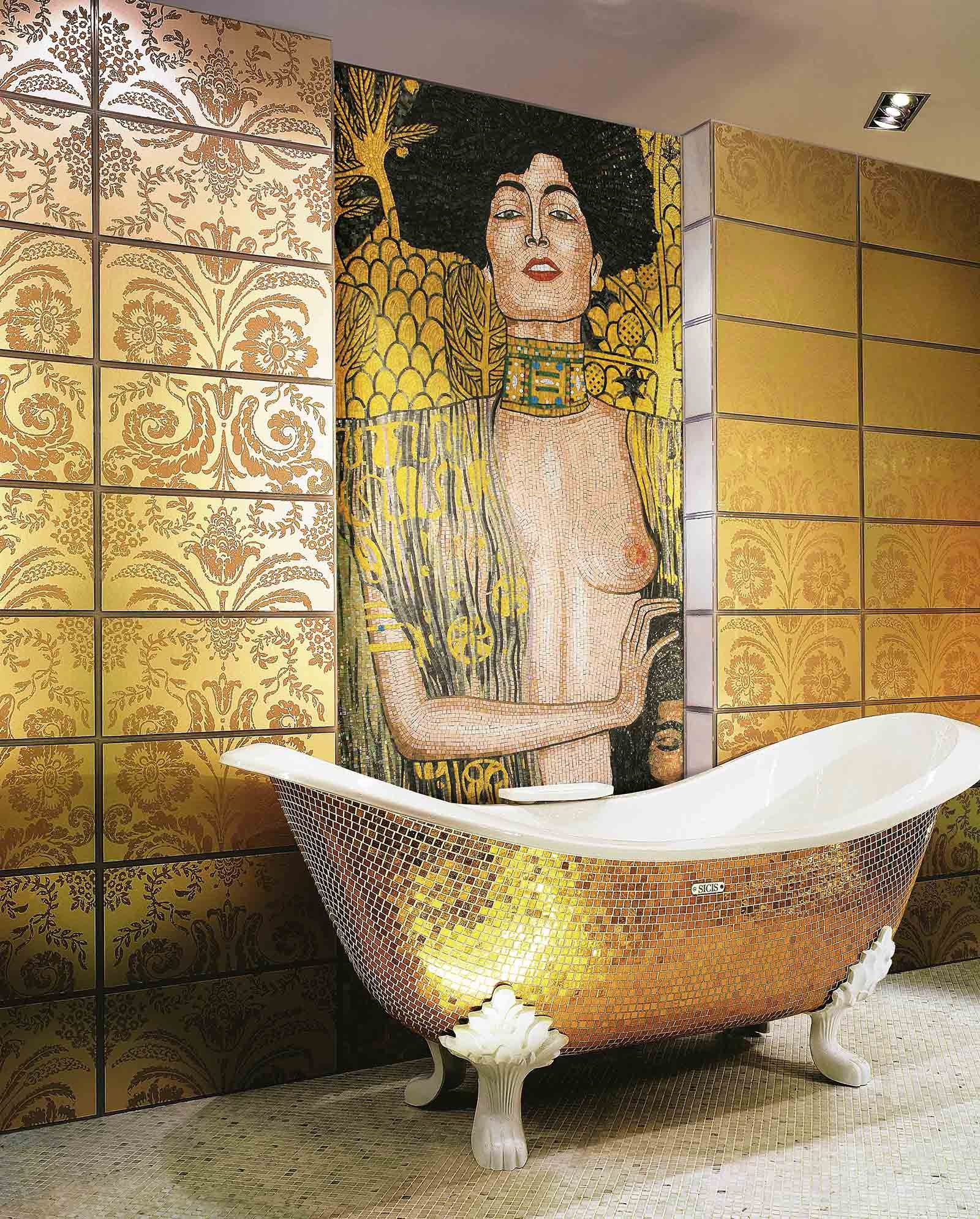 Картина в ванную комнату. Sicis климт. Sicis Золотая мозаика. Sicis золотые панно климт.