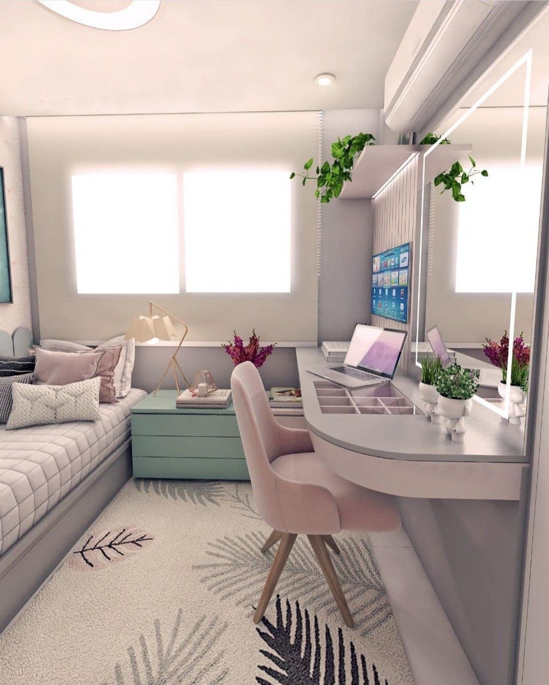 комната для девушки в современном стиле небольшая комната с диваном