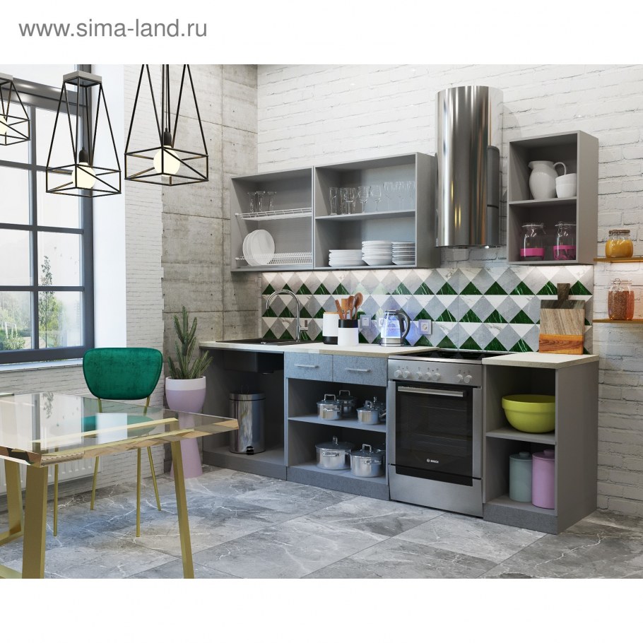 Изумрудная кухня лофт