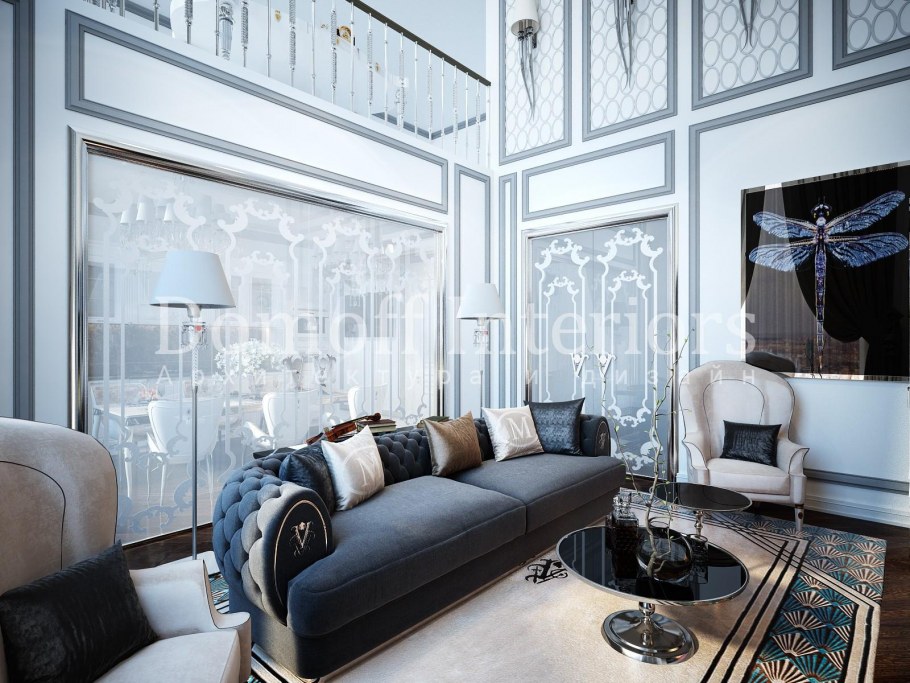 Гостиная в черно сером цвете