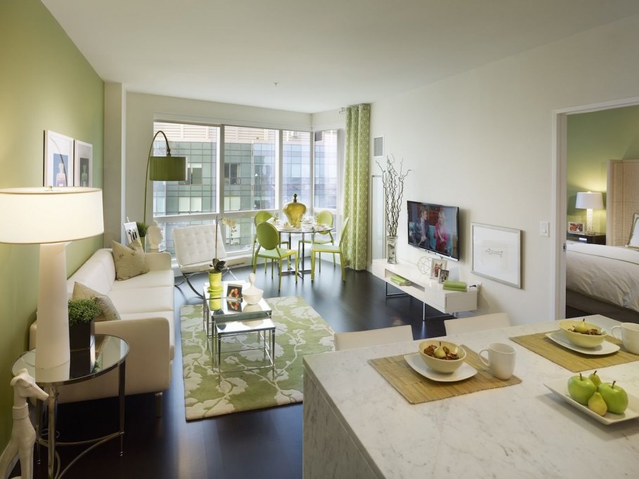 Зеленые стены в интерьере