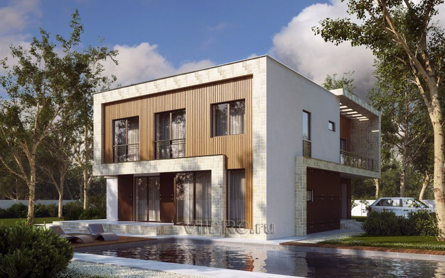 Дом из газоблока с плоской крышей