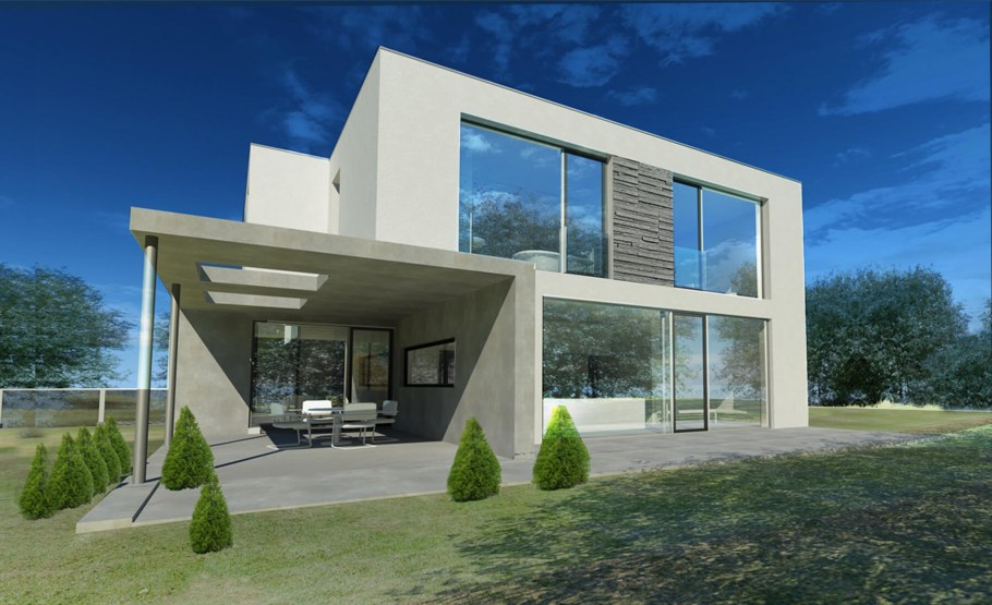 Дом с плоской крышей монолит 170 м