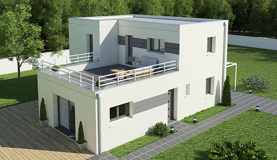 Двухэтажный дом с эксплуатируемой крышей