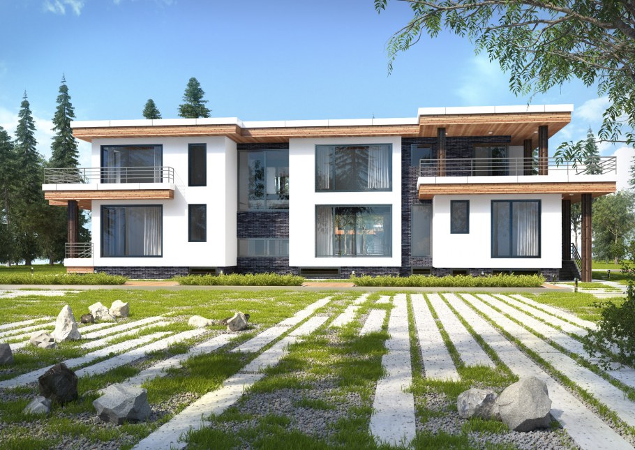 Коттедж с плоской кровлей