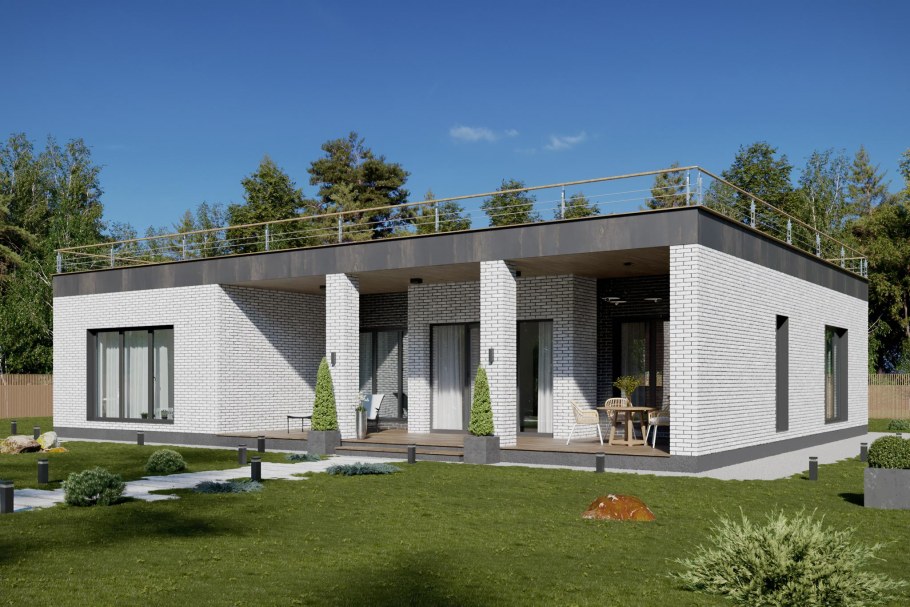 Барнхаус с плоской крышей 80м2