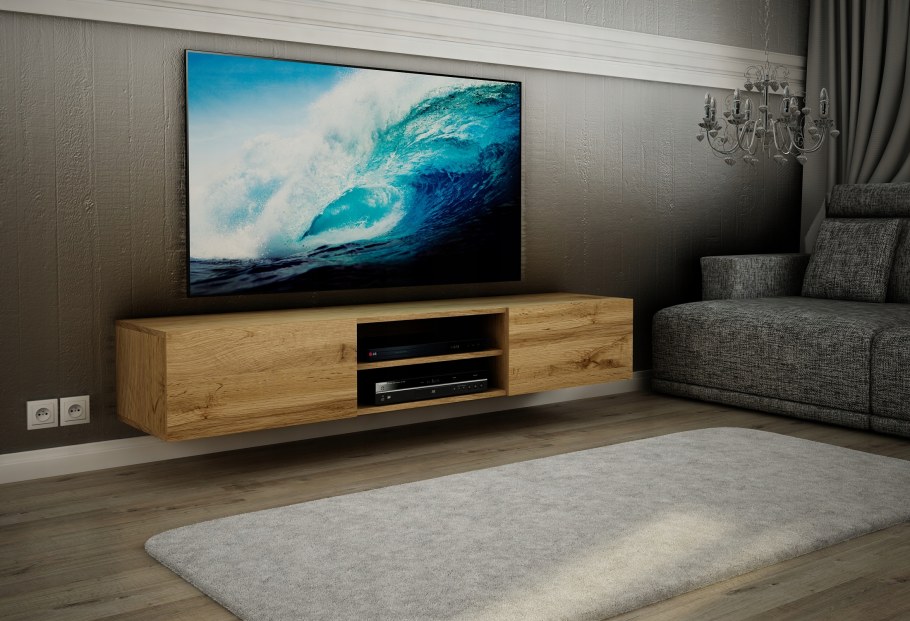 Тумба под телевизор 3d modo 200х45 белый лак