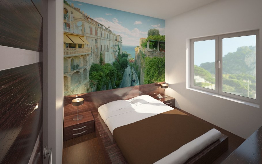 Фотообои в спальню без окна