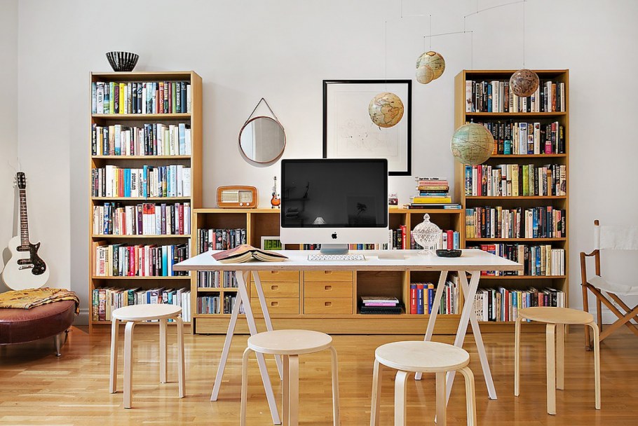 Скандинавский стиль в интерьере библиотеки