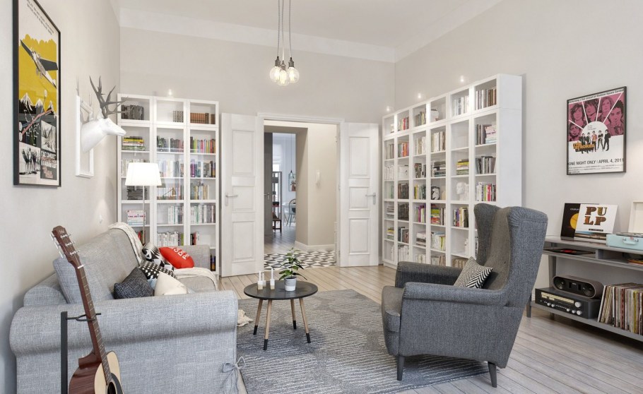 Книжный шкаф в скандинавском стиле