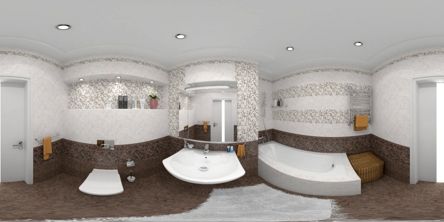 Моделирование ванной комнаты с плиткой Флориан