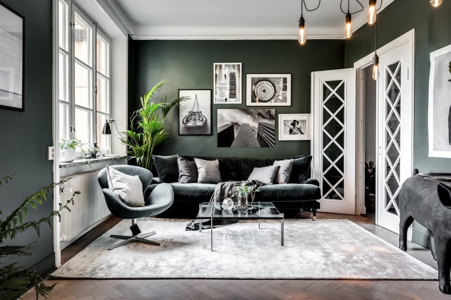 Темные стены в интерьере