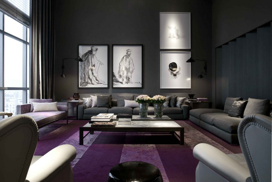 Черная стена в интерьере