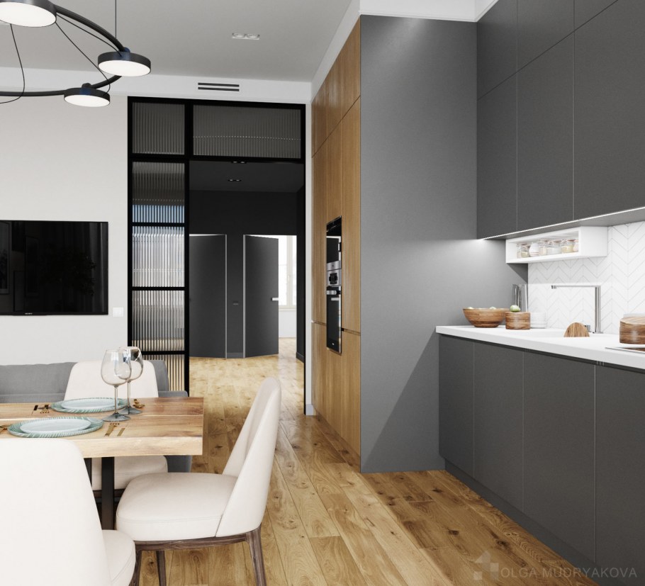 Кухня в прихожей в однокомнатной