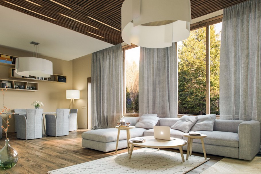 Интерьер просторной гостиной