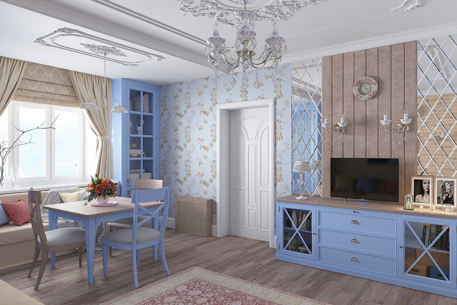 Гостиная с кухней Прованс Лаванда