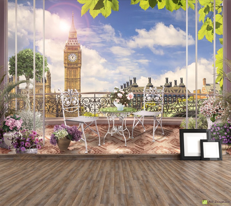 Фреска вид на Париж с балкона