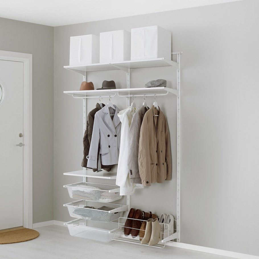 КУНГСФОРС накладн шина+полка/рейлинг/сушилка, нержавеющ сталь, ясень