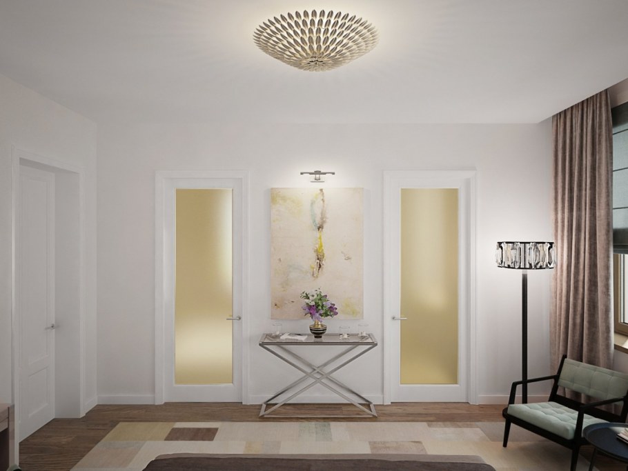 Гостиная проходная с двумя дверьми