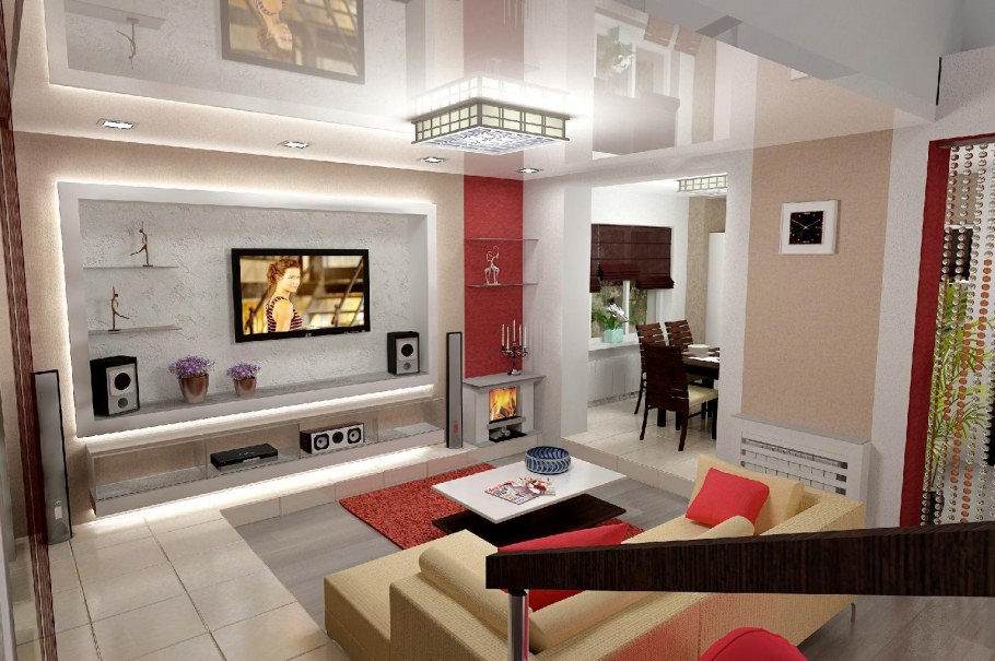 Расстановка мебели в проходной гостиной