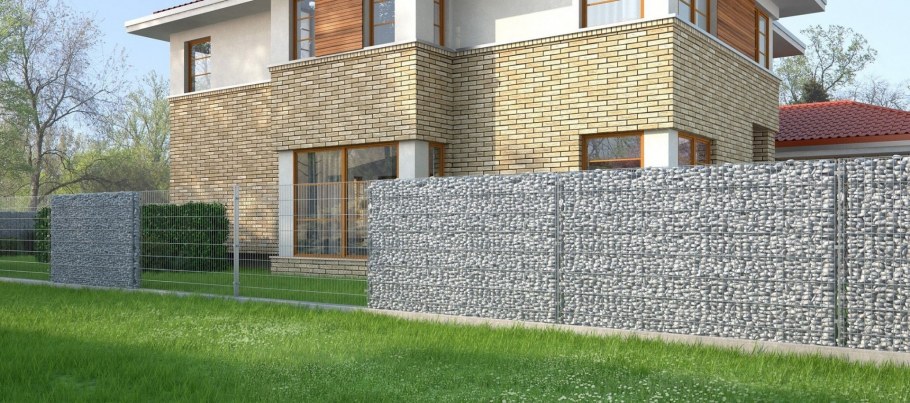 Комбинированный забор из габионов