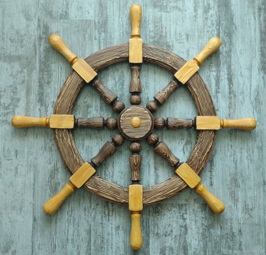 Часы настенные штурвал синий