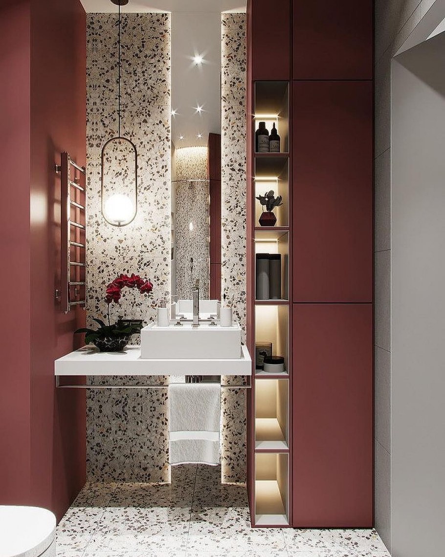 Цветовое зонирование ванной комнаты