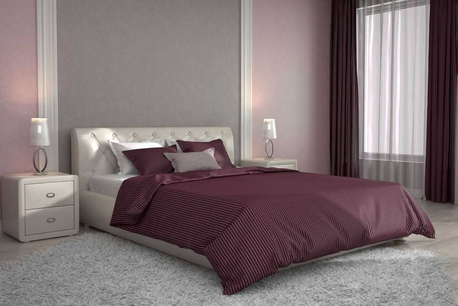 Спальня в бордовом цвете