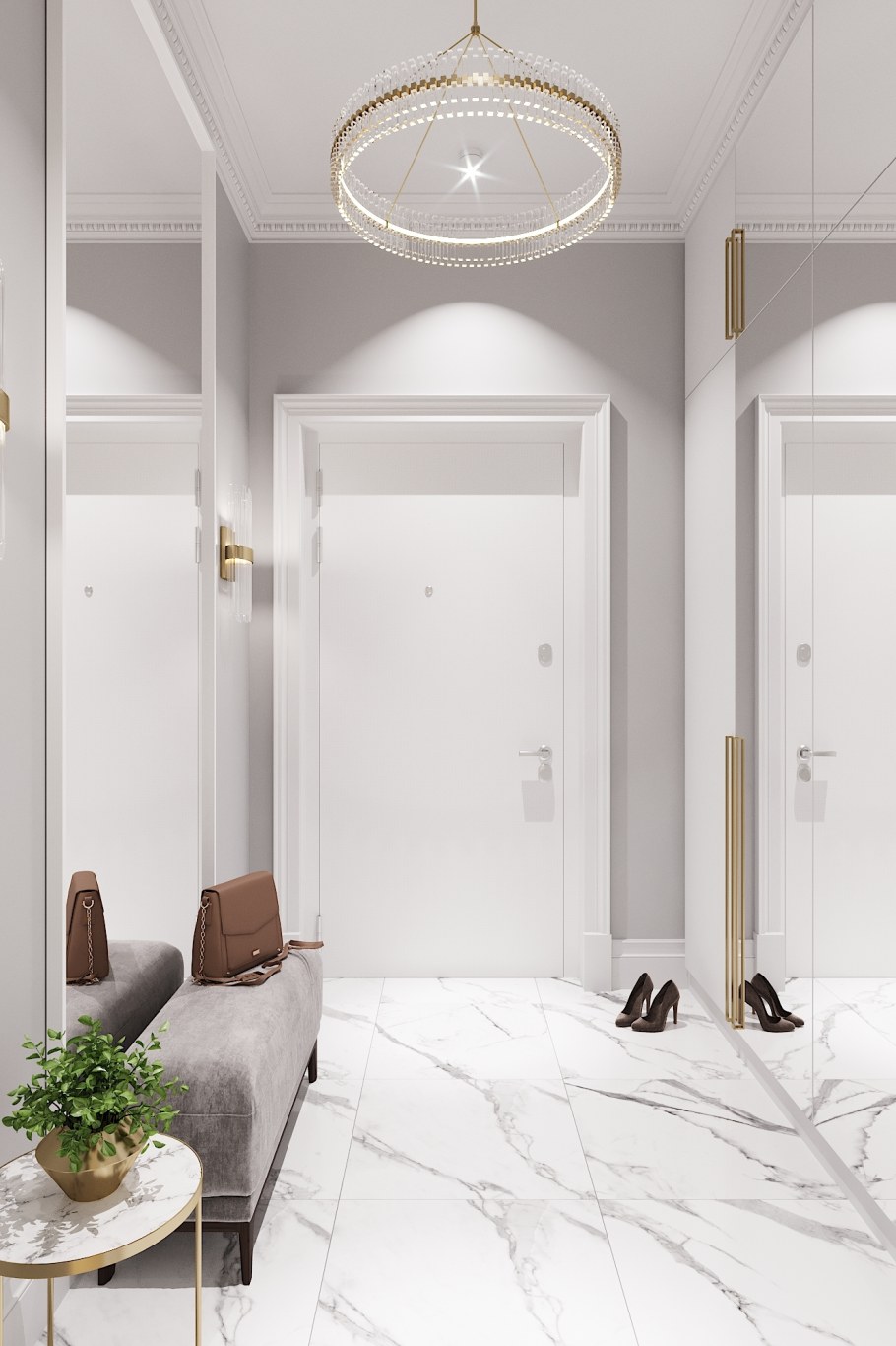 Бежевая прихожая интерьер