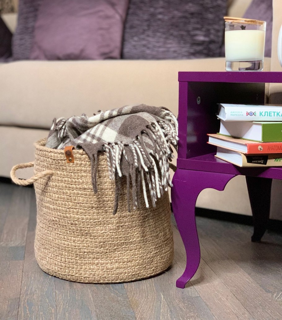Мягкая корзина из джута