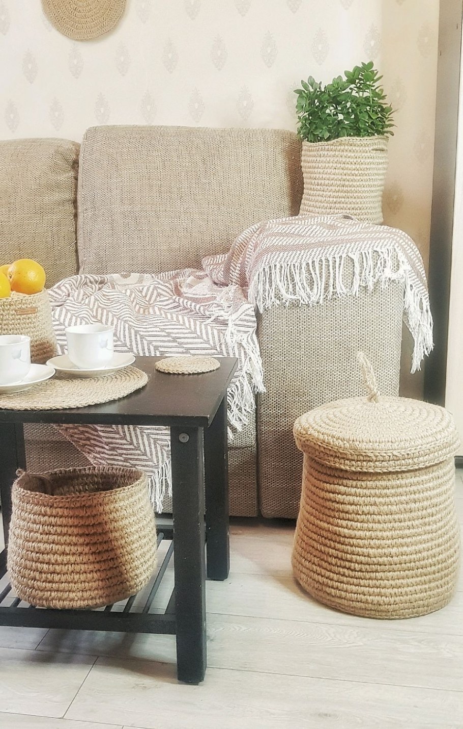 Tjillevips тиллевипс корзина, джут30x30x35 см