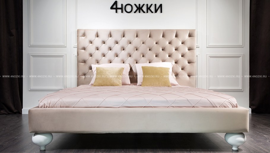 Кровать Элизабет каретная стяжка белая