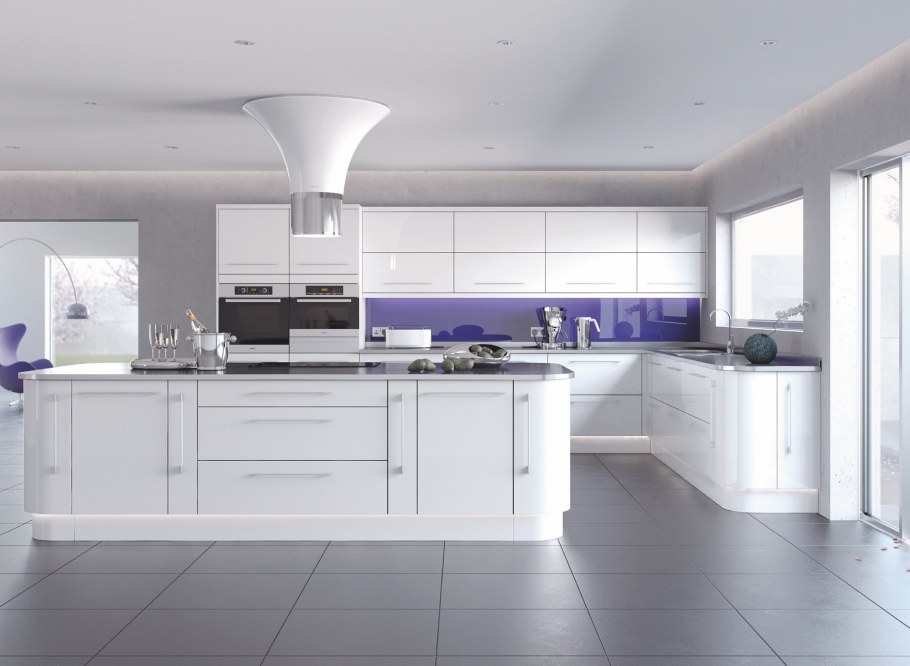 Прямая кухня бело серая на 360