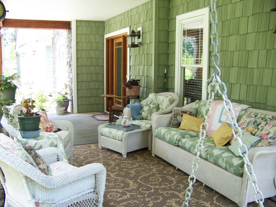 Интерьер дачи в стиле Прованс в зеленом