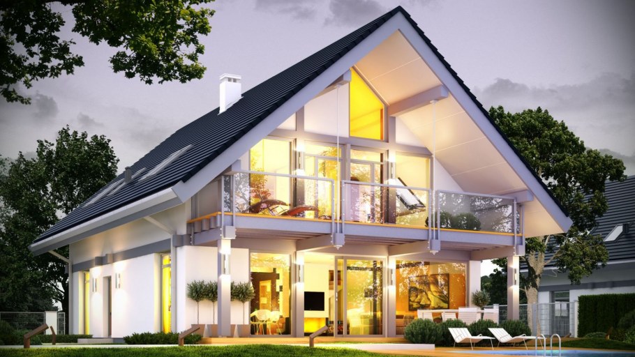 Дом с двускатной крышей