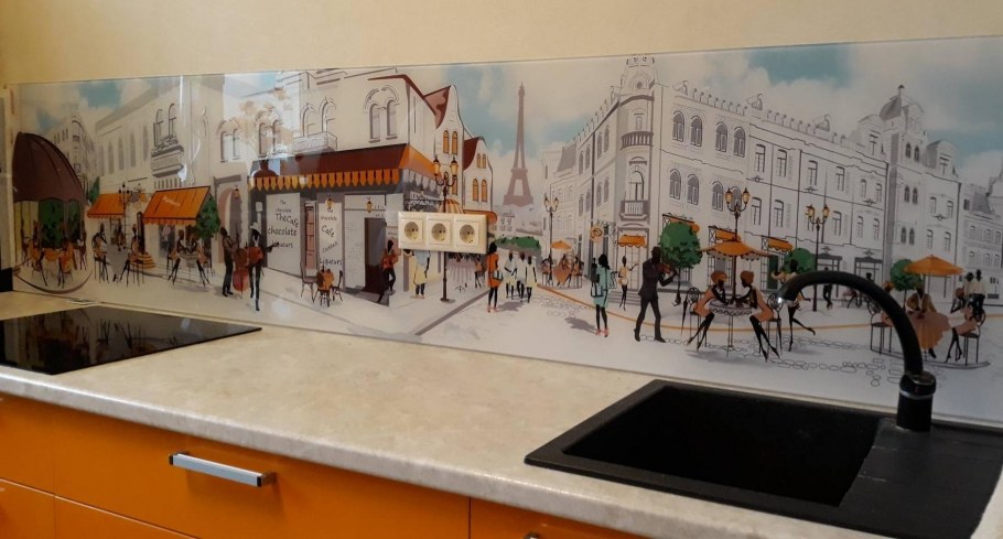 Кухонный фартук уличное кафе 600*3000мм