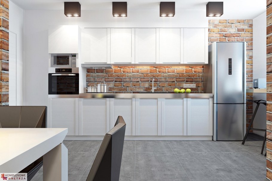 Белая кухня лофт