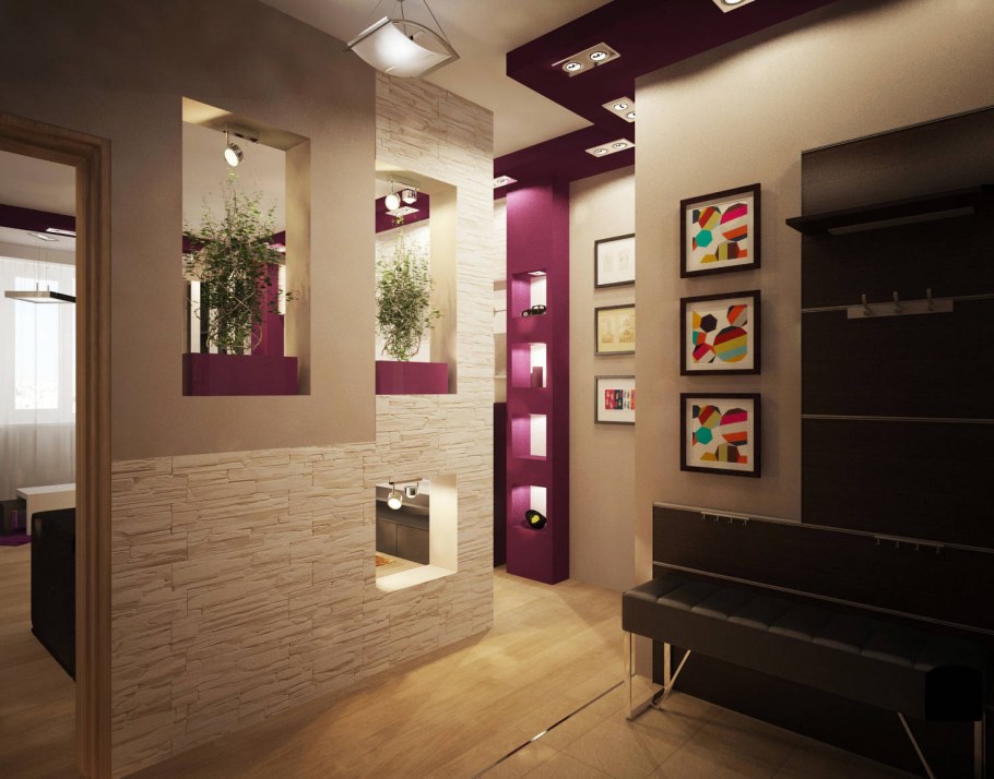 Фиолетовый интерьер прихожей