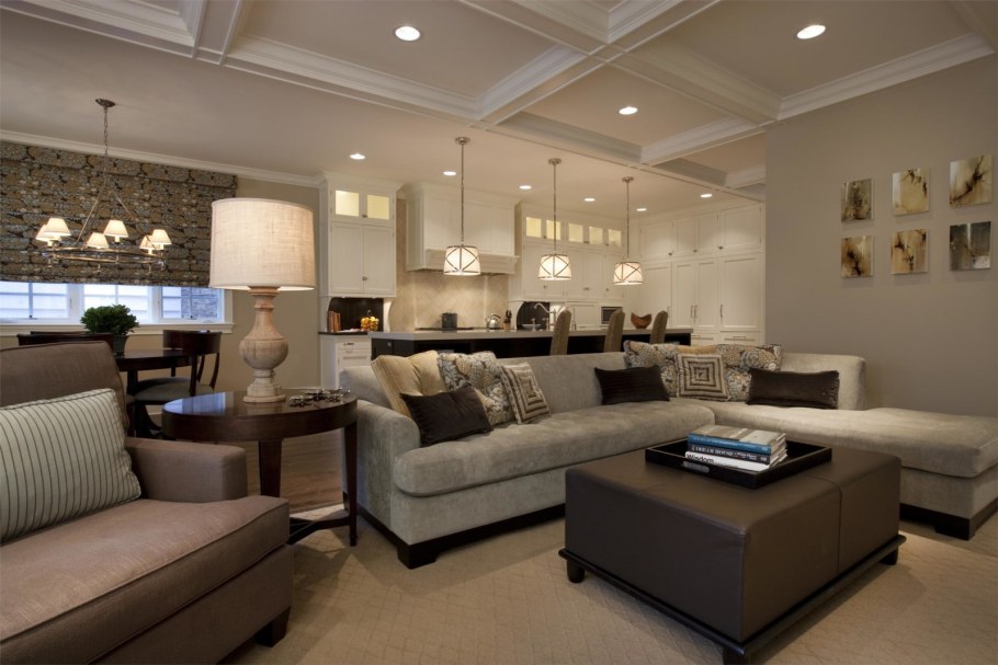 Кухня и гостиная в шоколадном стиле