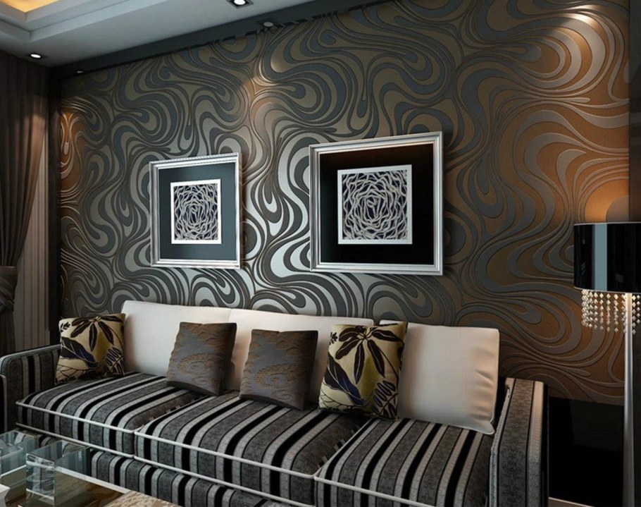 Спальня коричневая с золотом