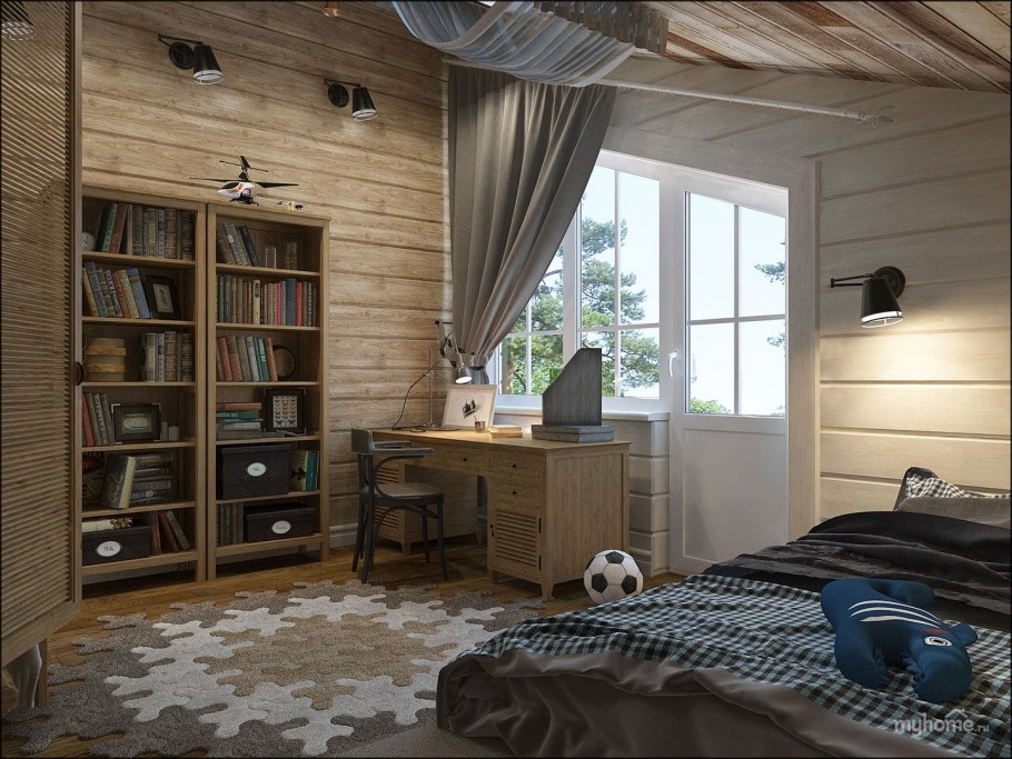 Подростковая комната в деревянном доме