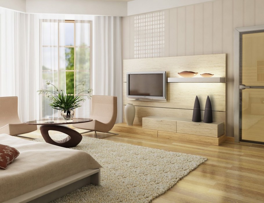 Белая кровать в белой комнате