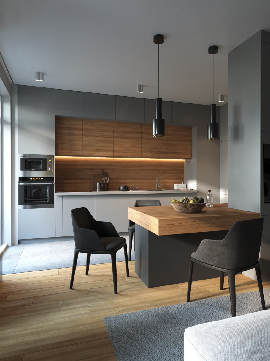 Кухня в современном стиле дерево